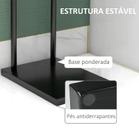 HOMCOM Toalheiro de Pé de 2 Níveis Toalheiro Casa de Banho com Estrutura de Metal Toalheiro em Forma de L 35,5x20x78 cm Preto(m-6)