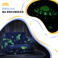 AIYAPLAY Poltrona para Crianças Dobrável e Reclinável Sofá para Crianças Estofado em Tecido Luminoso com Desenho Espacial Azul(m-4)
