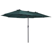 Outsunny Chapéu de Sol Duplo 4,55x2,68x2,38 m  Chapéu de Sol de Jardim com Manivela Manual Resistente à Água e com Proteção Solar UV para Terraço Pátio Verde(m-11)