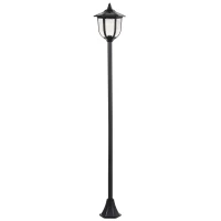 Outsunny Candeeiro Solar com Painel Solar Candeeiro de Jardim com 6 LEDS Autonomia 6-8 horas Ø26x177 cm Preto(m-11)