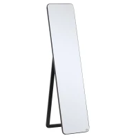 HOMCOM Espelho de Pé Espelho de Corpo Inteiro Retangular com 2 Formas de Uso para Dormitórios Corredor 37x43x156 cm Preto(m-1)