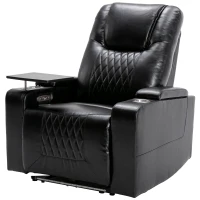 360° Swivel Leather Recliner Chair with USB Port, Cup Holders, Ambient Light, Adjustable Electric Gaming Recliner Chair, 92x80x108 cm, Black(m-9)