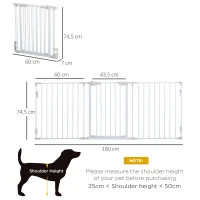 PawHut Barreira de Segurança para Animais de Estimação Barreira Dobrável de 3 Painéis 180x74,5 cm Branco(m-3)