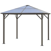 Outsunny Gazebo da Giardino con Tetto in Policarbonato e Struttura in Alluminio, 3x3m, Caffè(m-10)