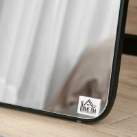 HOMCOM Espelho de Pé Espelho de Corpo Inteiro Retangular com 2 Formas de Uso para Dormitórios Corredor 37x43x156 cm Preto(m-9)