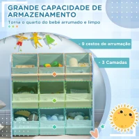 ZONEKIZ Estante para Brinquedos com 9 Caixas de Tecido não Tecido Amovíveis Organizador de Brinquedos 63x30x60 cm Azul(m-4)