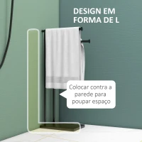 HOMCOM Toalheiro de Pé de 2 Níveis Toalheiro Casa de Banho com Estrutura de Metal Toalheiro em Forma de L 35,5x20x78 cm Preto(m-5)