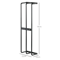 HOMCOM Toalheiro de Casa de Banho Toalheiro de Parede com 3 Barras e Estrutura de Metal Suporte para Toalhas 21x12x74 cm Preto(m-3)