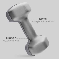 SPORTNOW Set de 2 Greutăți Hexagonale, Gantere cu Prindere Antiderapantă pentru Antrenament de Fitness Acasă,  26x12x12 cm, Gri(m-5)