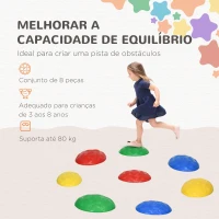 ZONEKIZ Conjunto de 8 Pedras de Equilíbrio Empilháveis com Base Antiderrapante para Equilíbrio e Promover a Coordenação Multicor(m-4)