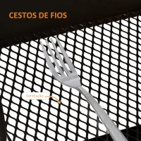 HOMCOM Carrinho Auxiliar com Rodas de 3 Níveis Carrinho de Cozinha com 3 Cestas de Aço e 1 Bancada de Madeira 45x31x79,4 cm Preto(m-5)