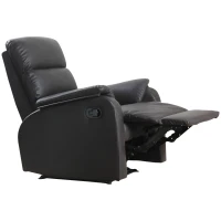 HOMCOM Poltrona Relax Reclinável Manualmente Estofada em PU com Apoio para os Pés Retrátil Assento e Encosto Acolchoados para Sala de Estar Escritório Dormitório 75x92x99cm Marrom(m-10)
