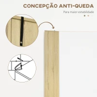 kleankin Coluna Casa de Banho Armário Alto Casa de Banho com 4 Portas 2 Prateleiras Abertas e Ajustáveis 53x33,5x195,7 cm Branco e Madeira(m-6)