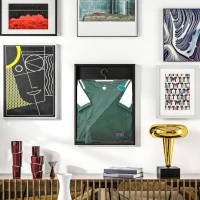 HOMCOM 60 x 80cm Shirt Display Frame, with Inner Hook and Hanger - Black(m-2)