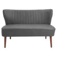 HOMCOM Divano a 2 Posti dal Design Moderno, Divanetto 2 Posti con Telaio in Legno e Rivestimento in Pelle PU per Soggiorno e Camera da Letto, Grigia, 108.5 x 61 x 79cm(m-10)