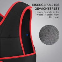 HOMCOM 20 kg trainingsvest gewichtsvest met dubbele verstelbare banden krachttraining fitness oxford metaal zwart + rood 40 x 59 cm(m-5)