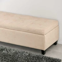 HOMCOM Ławka tapicerowana z miejscem do przechowywania, Guziki, do 120 kg, 125 x 49 x 41,5 cm, Beżowy(m-9)