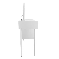 Schminktisch mit LED-Spiegel, Beleuchtung und Stauraum, Weiß, Kosmetiktisch für Schlafzimmer mit 3 Schubladen und Tür, Weiß(m-11)