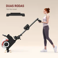 SPORTNOW Máquina de Remo com 6 Níveis de Resistência Máquina de Remo Dobrável com Ecrã LCD Máquina de Remar para Treino  Preto(m-6)