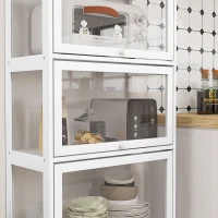 HOMCOM Vitrine Colecionador de 4 Níveis Vitrine Sala de Estar com Portas Abatíveis de Acrílico Anti-Tombo 59x30x139 cm Branco(m-8)
