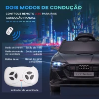 HOMCOM Carro Elétrico Audi E-Tron 12V com Faróis Buzina Música MP3 TF USB e Abertura da Porta 3-8km/h 108x60x47 cm Preto(m-7)