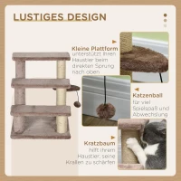 PawHut Krabpaal & Huisdiertrap, 4 Treden, Speelbal, tot 5 kg, 45x40x48cm, Bruin(m-5)