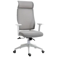 Vinsetto Cadeira ergonômica giratória altura ajustável e reclinável até 120º posição de bloqueio 64x61x120,9-128,9 cm Cinza(m-14)