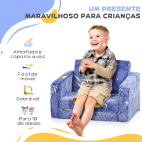 AIYAPLAY Poltrona para Crianças Dobrável e Reclinável Sofá para Crianças Estofado em Tecido Luminoso com Desenho Espacial Azul(m-7)
