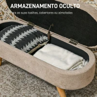 HOMCOM Banco para Pé de Cama Banco de Armazenamento com Pés de Madeira e Assento Acolchoado 110x40x43 cm Bege(m-5)