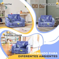 AIYAPLAY Poltrona para Crianças Dobrável e Reclinável Sofá para Crianças Estofado em Tecido Luminoso com Desenho Espacial Azul(m-6)