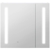 kleankin Armário com Espelho de Casa de Banho com Luz LED Suspenso 2 Portas e Interruptor Tátil Estilo Moderno 70x15x65 cm Branco(m-11)