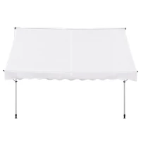 Outsunny Toldo Manual Retrátil para Exterior 300x150x170-280cm Toldo Enrolável Altura Ajustável com Manivela Proteção Solar para Terraço Balcão Jardim Branco(m-12)