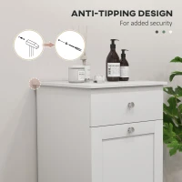 HOMCOM Single Hamper Laundry Storage Cabinet - White(m-6)