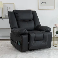 Poltrona Relax Massaggiante Reclinabile Elettrica, Funzione Riscaldante, 8 Punti di Massaggio, 2 Tasche Laterali, Telecomando, 85x75x103 cm, Nero(m-4)