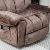 Poltrona Relax Massaggiante e Riscaldante Elettrica Reclinabile e Sollevabile per Anziani, con Telecomandi per Regolazione, in Velluto, Marrone(m-10)