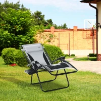 Outsunny Zero Gravity Chair, Folding Recliner, Patio Sun Lounger with Cup Holder, Adjustable Backrest, Padded Pillow for Outdoor, Patio, Deck, Poolside, Light Grey(m-12)