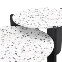 Set di Tavolini da Salotto Moderni Incastonati, Utilizzabili come Tavolino da Caffè o Comodini, Design Versatile, 70x70x35 cm + 50x50x45,5 cm, Nero(m-8)