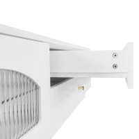 Mobiletto Porta TV Grande con 4 Cassetti e 2 Porte in Vetro, Sistema di Gestione dei Cavi, Supporto per TV fino a 90 Pollici, 220x40x33 cm, Bianco(m-6)