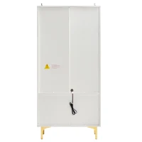 Vetrina Elegant in Vetro, con Gambe Dorate e Ripiani Regolabili, Illuminazione LED Multicolore, adatta per soggiorno, ufficio, 70x35x150 cm, Bianco(m-8)