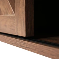 Mobile Porta TV in Legno da 150 cm con 2 Ante Scorrevoli, 9 Scomparti e Illuminazione LED, 150x40x60 cm, Marrone(m-10)