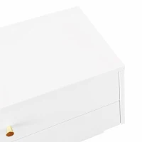 Mobiletto Porta TV Grande con 4 Cassetti e 2 Porte in Vetro, Sistema di Gestione dei Cavi, Supporto per TV fino a 90 Pollici, 220x40x33 cm, Bianco(m-9)