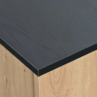 Mobiletto Porta TV con Una Cassetta, Tre Ante e Due Ripiani in Vetro, Illuminazione LED a 15 Colori Variabili, 180x40x45 cm, Nero+ Naturale(m-9)