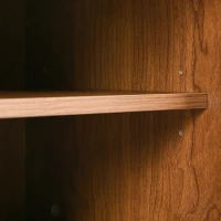 Set Mobilă de Living din Ratan cu Comodă Modernă cu Trei Uși și Dulap pentru Pantofi cu Două Uși Glisante, Culoare nuc(m-6)