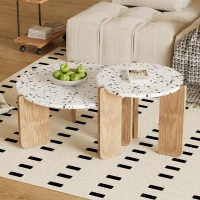 Set de Măsuțe de Cafea Moderne Suprapuse, Utilizabile ca Măsuță de Cafea sau Noptiere, Design Versatil, 70x70x35 cm+50x50x45,5 cm, Natural(m-4)