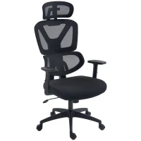 Vinsetto Mesh Office Chair, Height Adjustable Desk Chair with Lumbar Support, Swivel Wheels and Adjustable Headrest, Black(m-10)