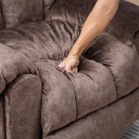 Poltrona Relax Massaggiante e Riscaldante Elettrica Reclinabile e Sollevabile per Anziani, con Telecomandi per Regolazione, in Velluto, Marrone(m-8)