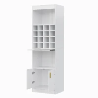 Mobiletto Porta Vino con 16 Scomparti per Bottiglie, Multifunzionale come Highboard per Sala da Pranzo o Libreria per Soggiorno, 50x40x180 cm, Bianco(m-8)