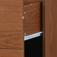 Credenza Moderna per Soggiorno e Cucina, con 2 Ante in Rattan e 2 Cassetti, Maniglie in Metallo, 130x40x75 cm, Colore Noce(m-6)