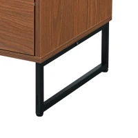 Credenza Moderna per Soggiorno e Cucina, con 2 Ante in Rattan e 2 Cassetti, Maniglie in Metallo, 130x40x75 cm, Colore Noce(m-10)
