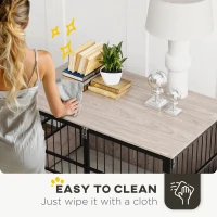 PawHut 100cm Furniture Style Dog Crate Dog Cage End Table Indoor with 3 Doors Soft Washable Cushion, for Large Sized Dogs(m-7)